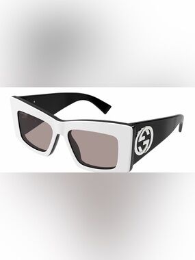Gucci GG 1842S-006 WHITE/BLACK WITH BROWN GRADIENT LENSES 53-17-140 SUNGLASSES
